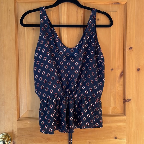 Zara Nautical Navy Silky Printed Peplum Tank Top, size S - Picture 5 of 5
